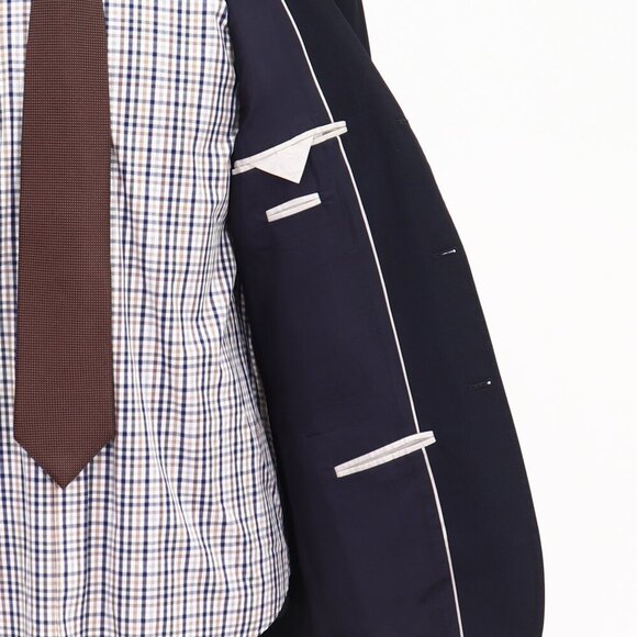 Hugo Boss 40R Navy Striped 3-Button Sport Coat Blazer Jacket G391 - Picture 10 of 11